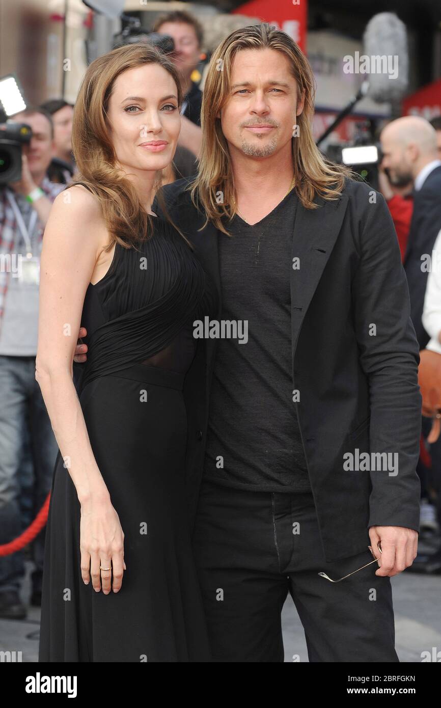 Angelina Jolie and Brad Pitt attend The World Premiere of World War Z, Empire Leicester Square, London. 2nd June 2013 © Paul Treadway Stock Photo