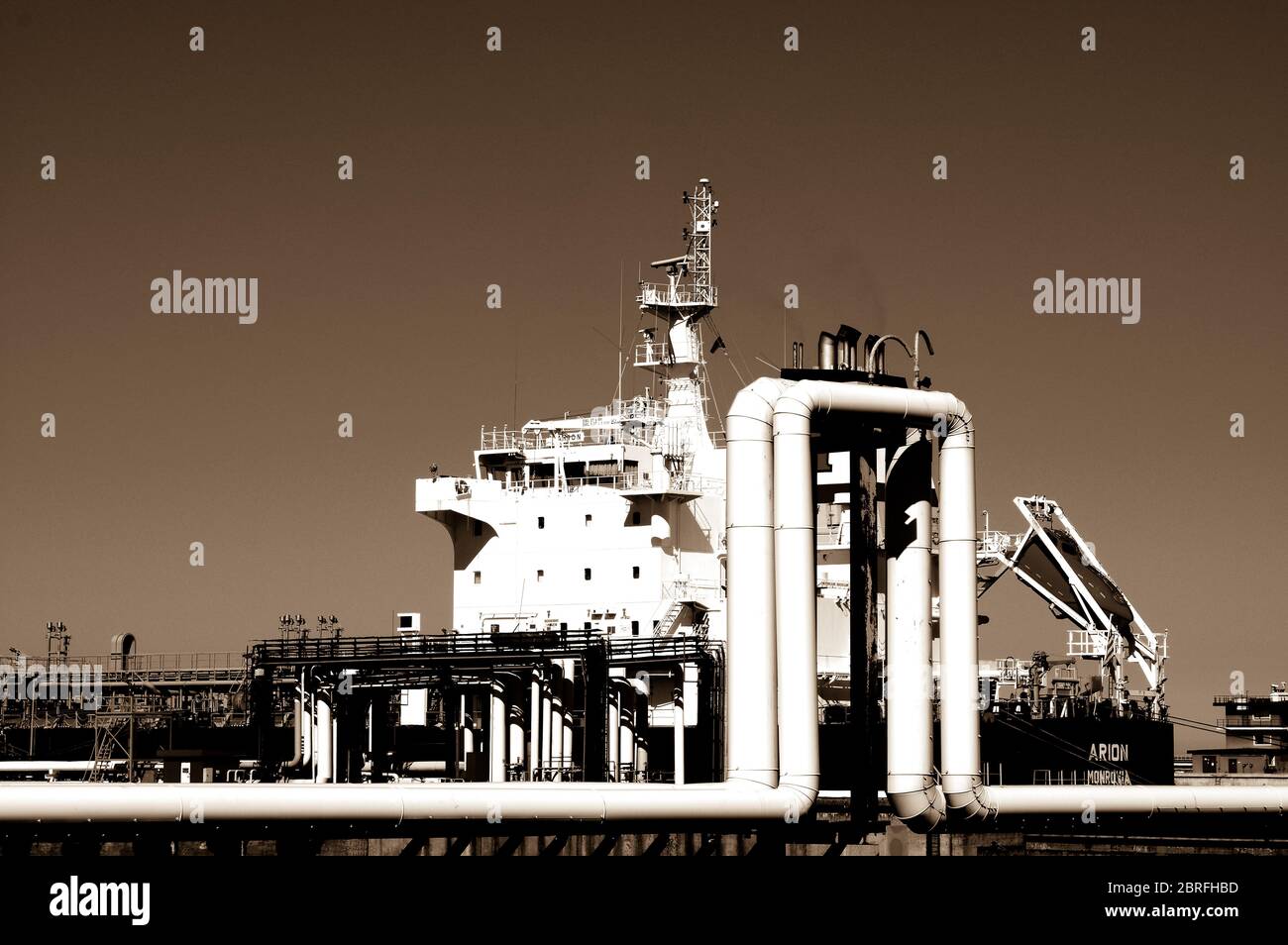 Pipeline and pipe rack of petroleum industrial plant. Offshore Industry ...