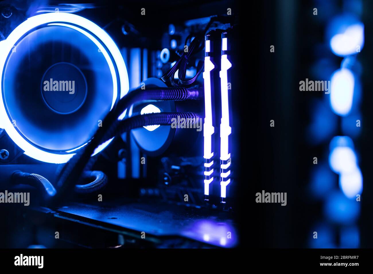 desktop computer case with rgb led lighting Stock Photo