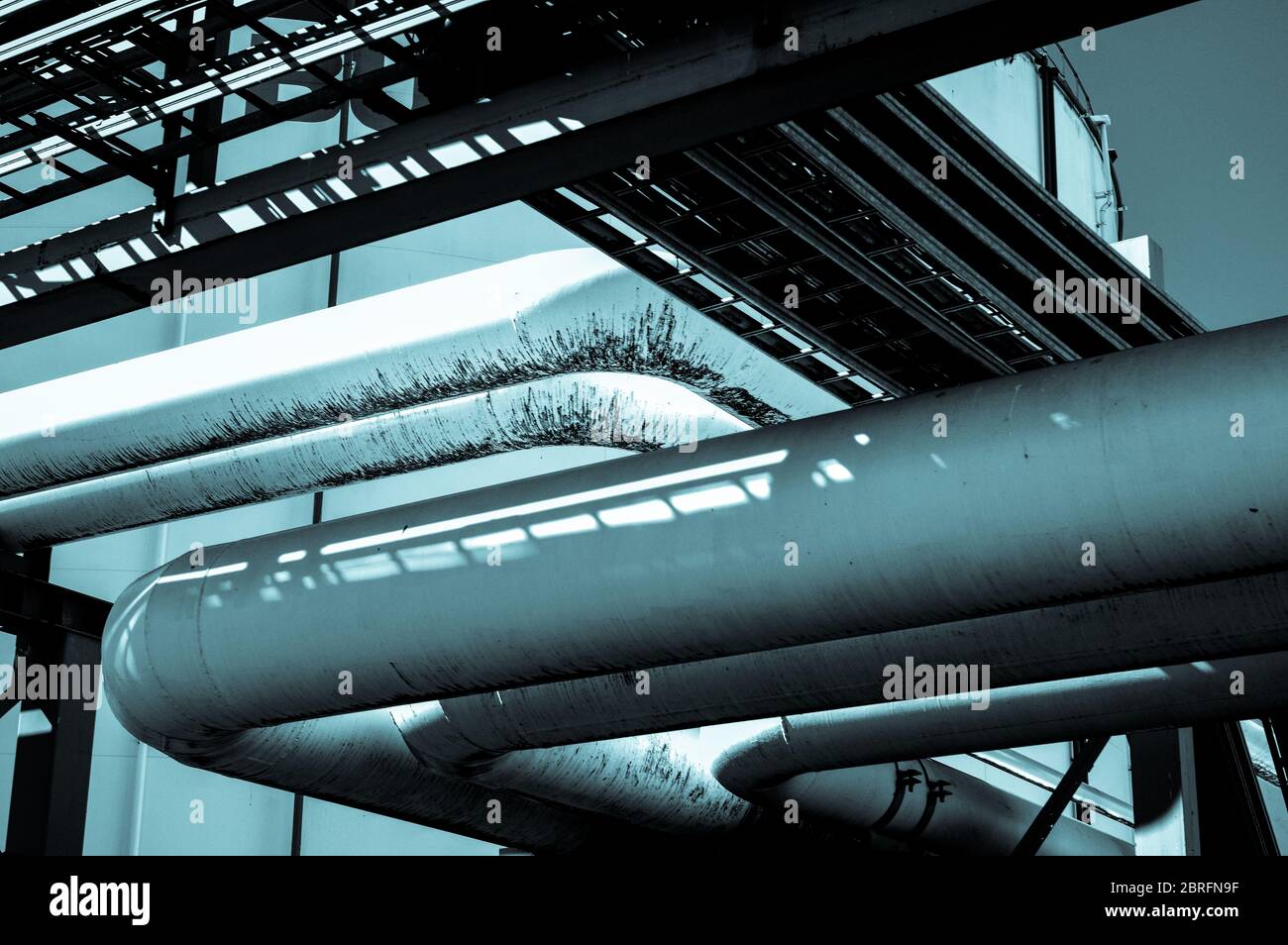 Pipeline and pipe rack of petroleum industrial plant. Offshore Industry ...