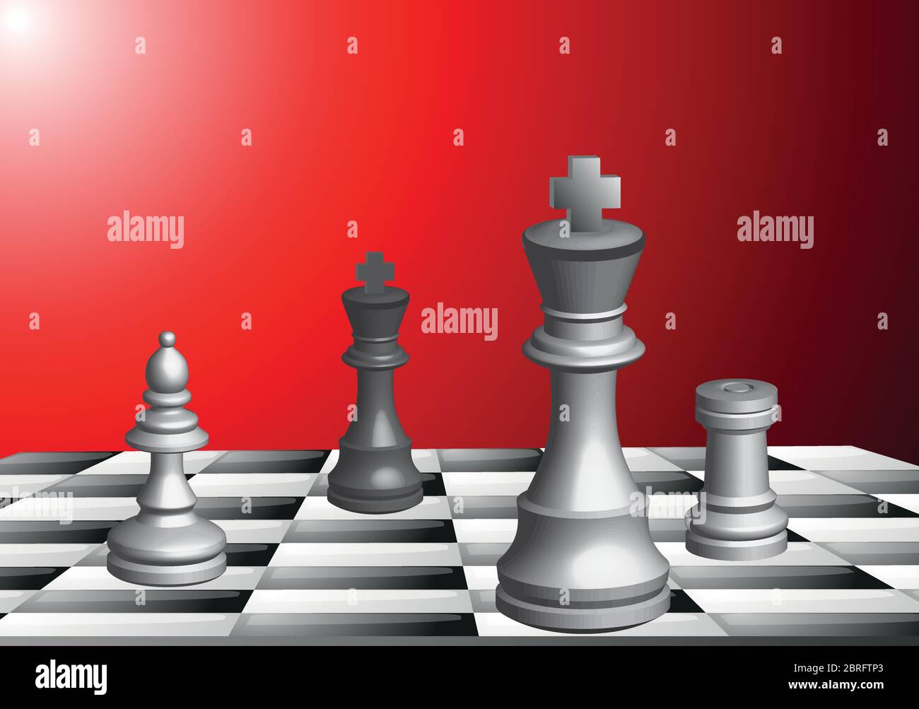 Chess pieces vector in 3D optics black and white Stock Vector