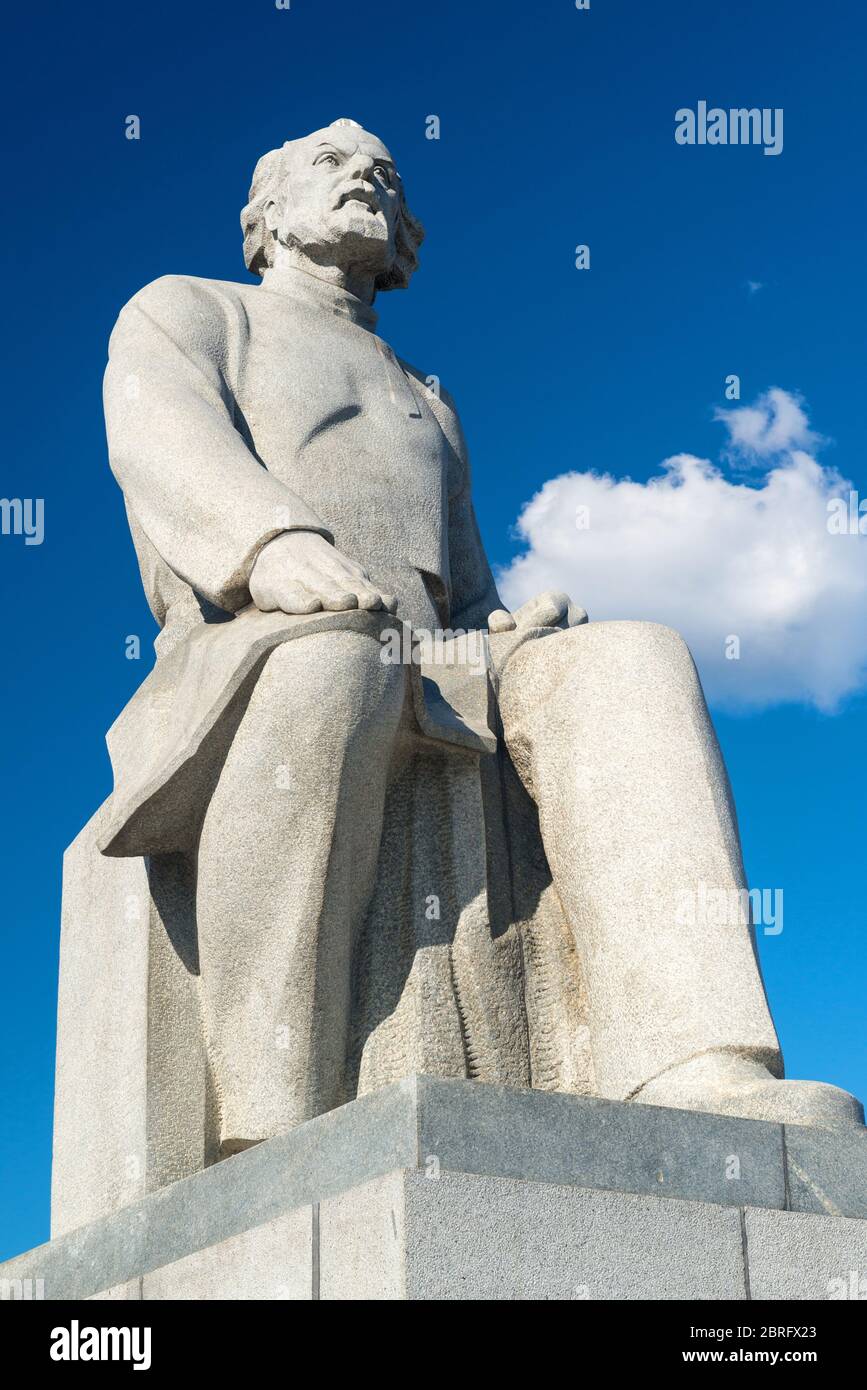 Statue of Konstantin Tsiolkovsky, the precursor of astronautics, in Moscow, Russia Stock Photo
