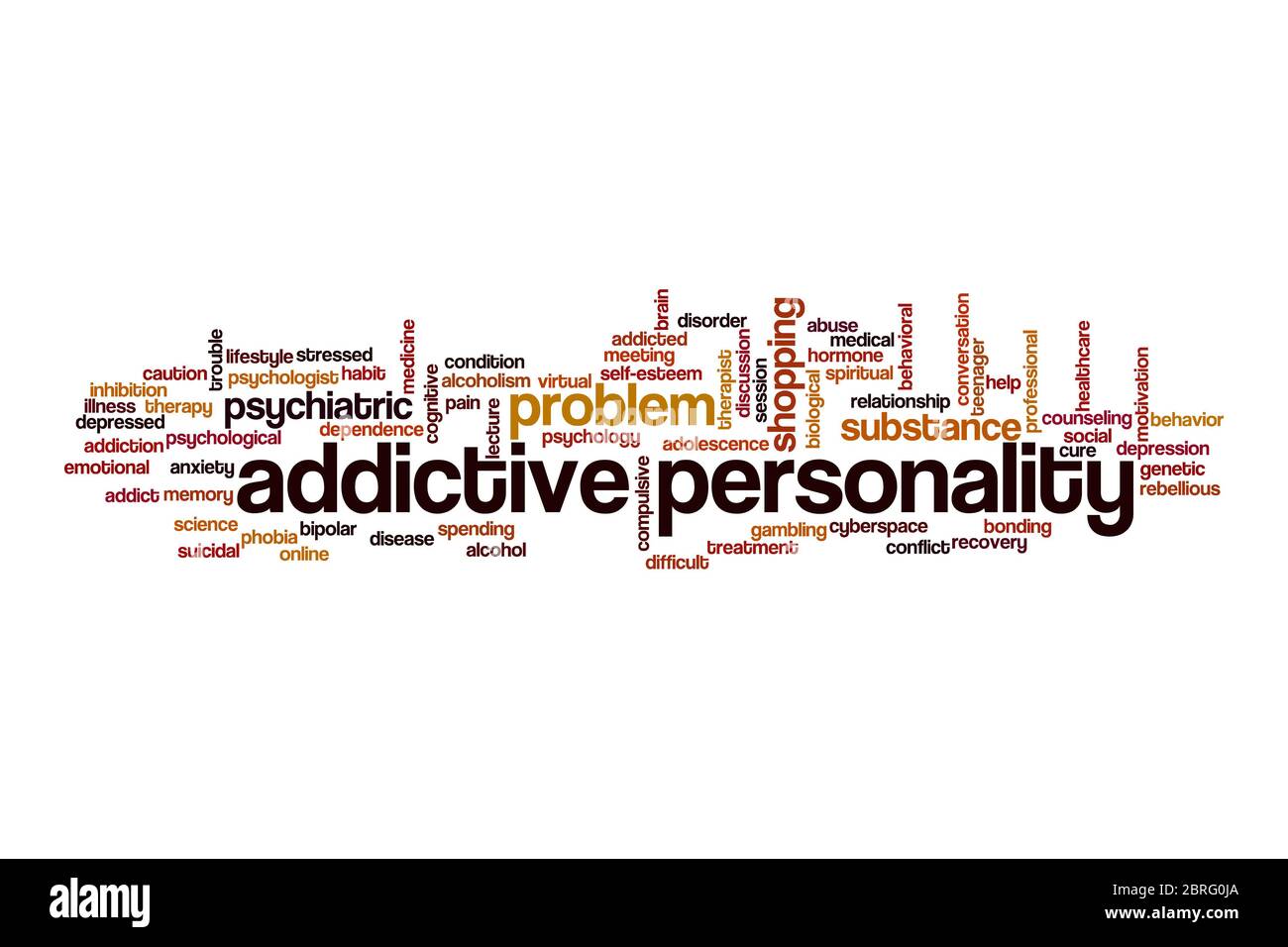 Addictive personality cloud concept on white background Stock Photo