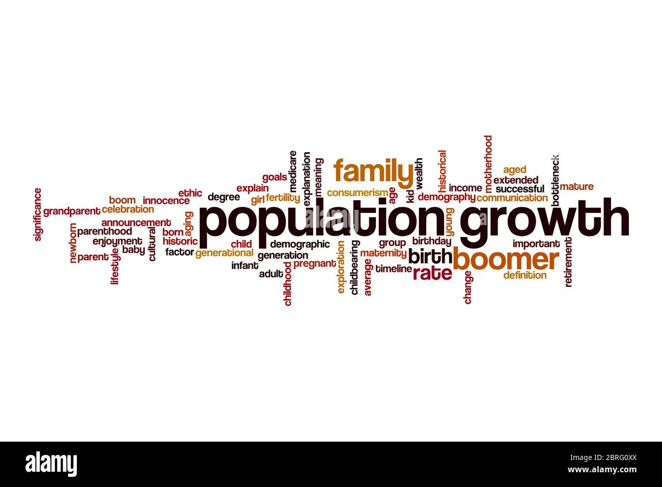 Population growth cloud concept on white background Stock Photo