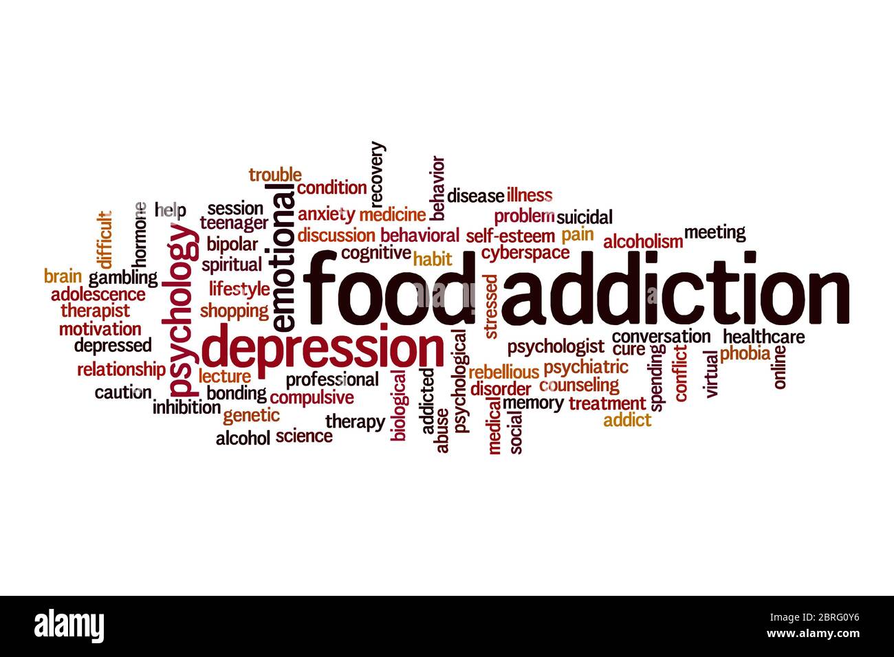 Food addiction cloud concept on white background Stock Photo