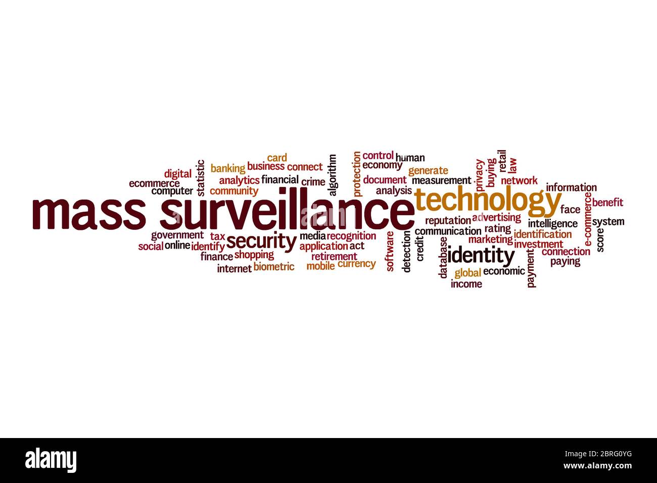 Mass surveillance cloud concept on white background Stock Photo