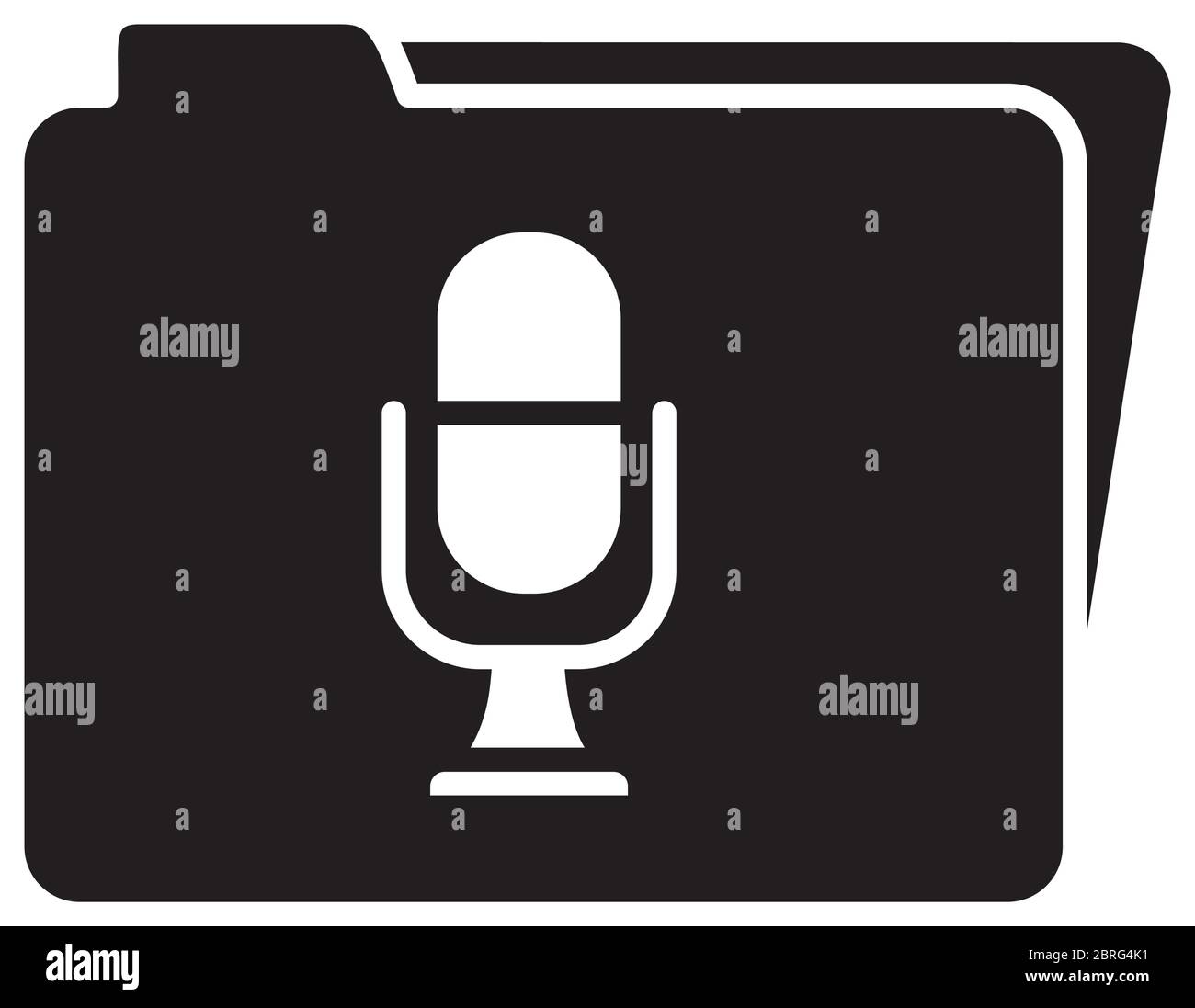 online learning concept, folder with microphone icon over white ...