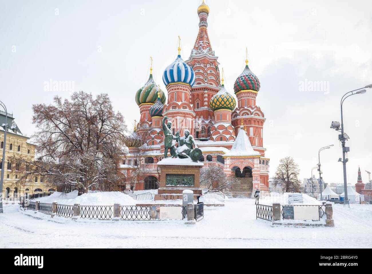 St. Basil`s Cathedral and monument to Minin and Pozharsky (built in ...