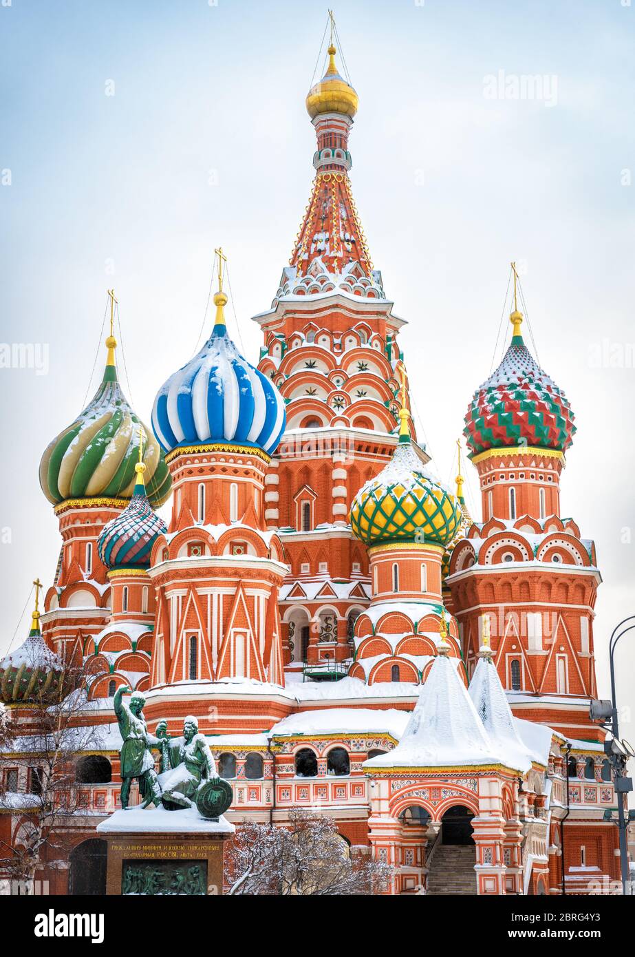 St Basil's Cathedral on Red Square in winter, Moscow, Russia. It is an ...