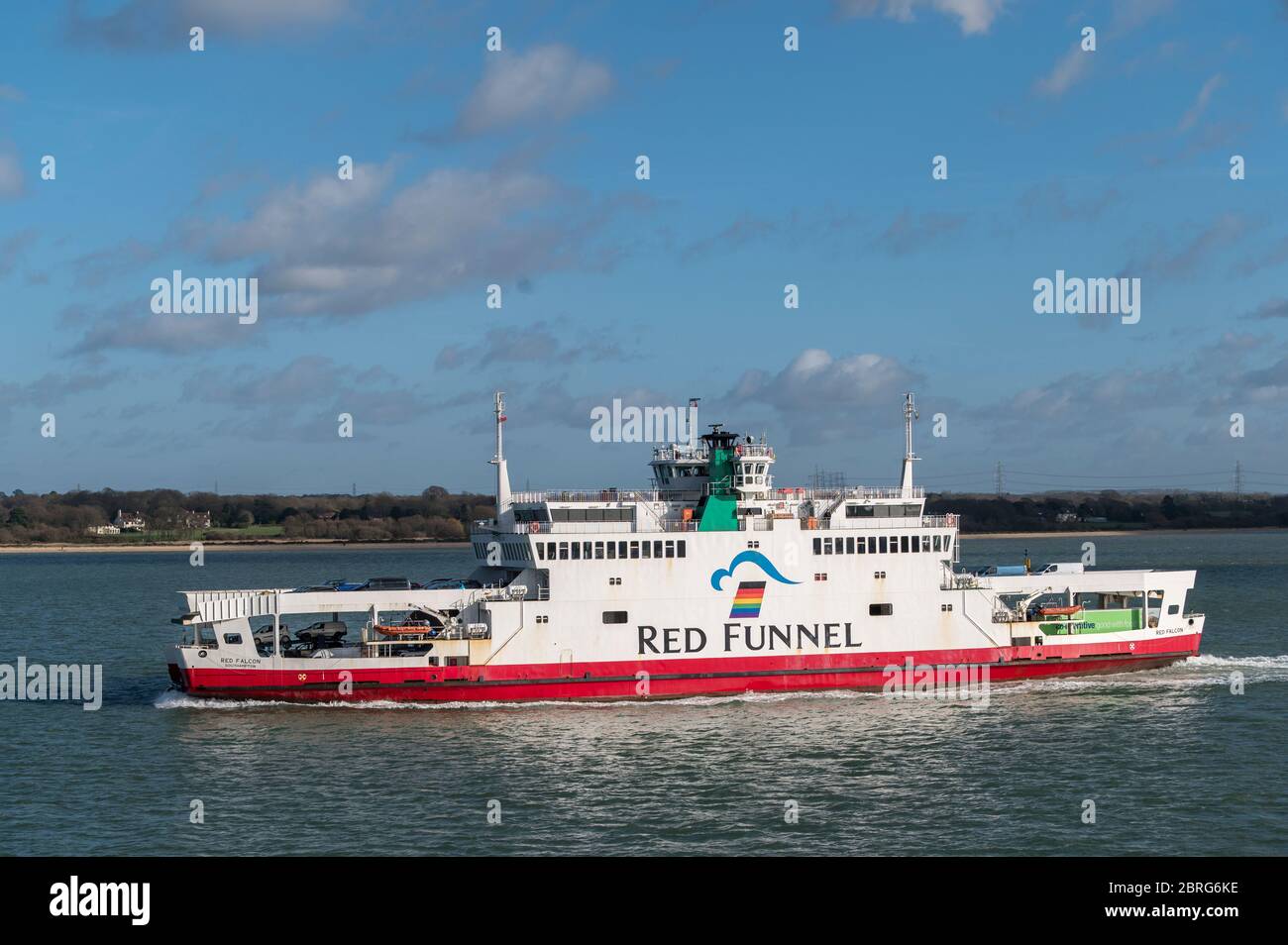 Red Funnel ferry crossing the Solent, Hampshire, England Stock Photo