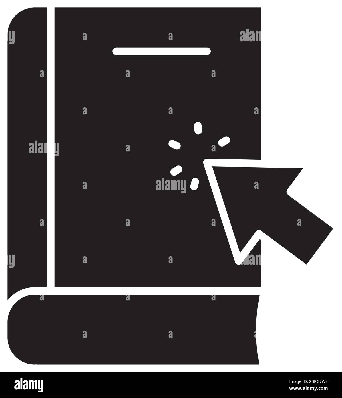 online learning concept, academic book with web cursor icon over white ...