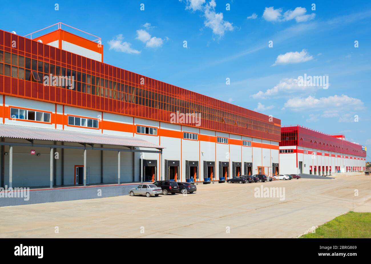 Modern warehouses on a background of blue sky Stock Photo