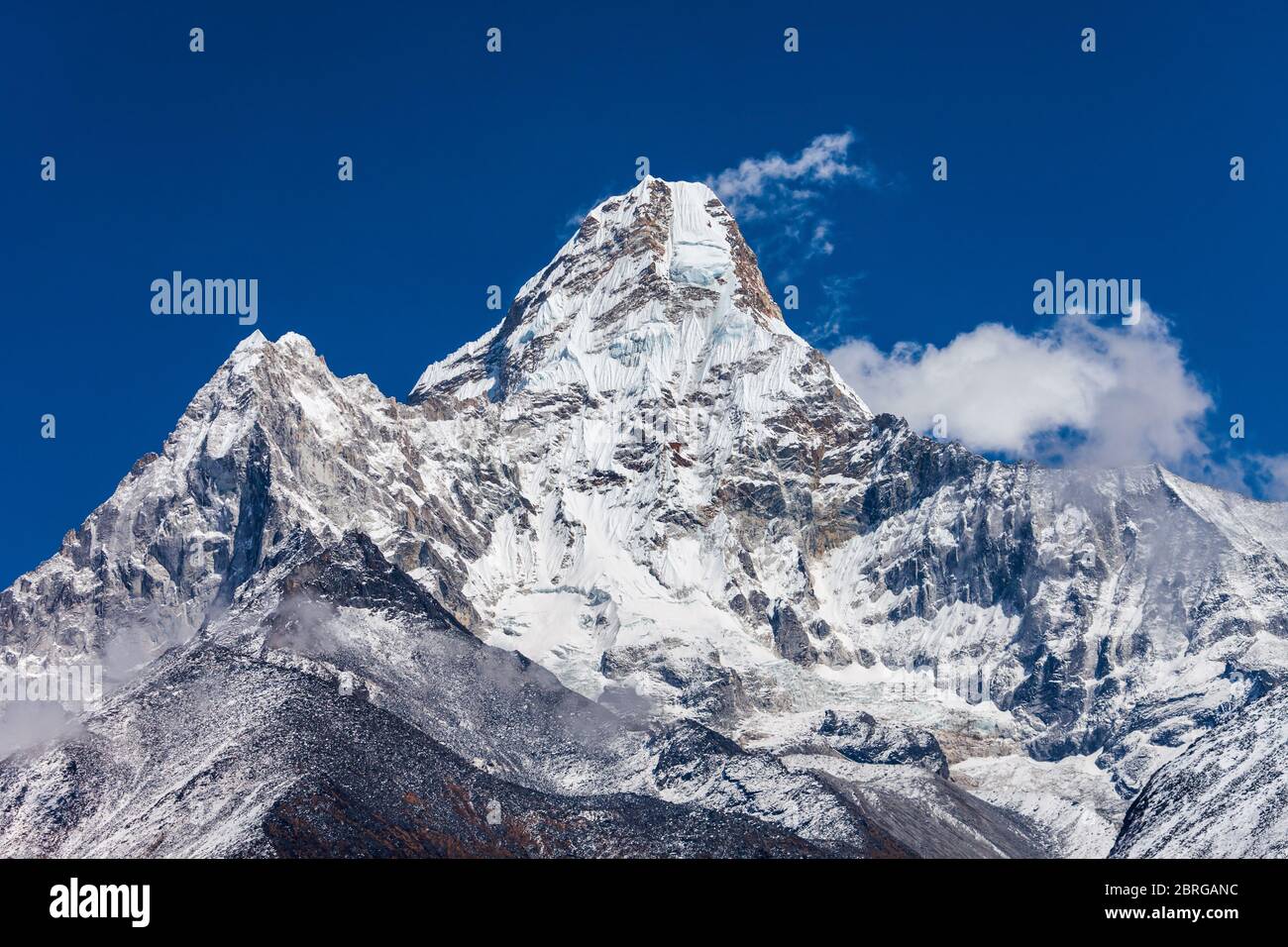 Ama Dablam mountain landscape in Everest region in Himalaya, Nepal Stock Photo