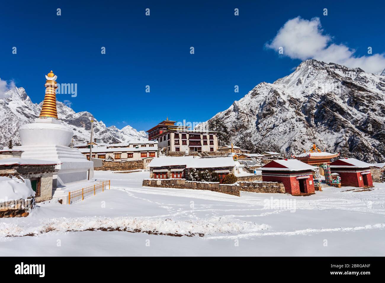 Tengboche Monastery is a tibetan buddhist monastery in Tengboche village in Everest region of Nepal Stock Photo