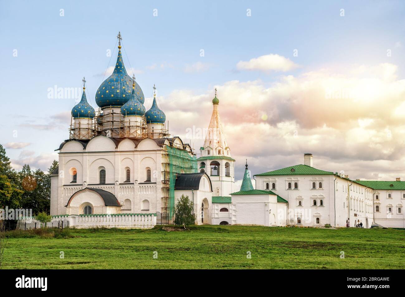 Suzdal Kremlin at sunset. Suzdal, Golden Ring of Russia. Stock Photo
