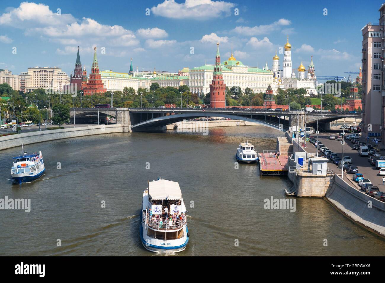View of Moscow Kremlin and Moskva River, Russia Stock Photo