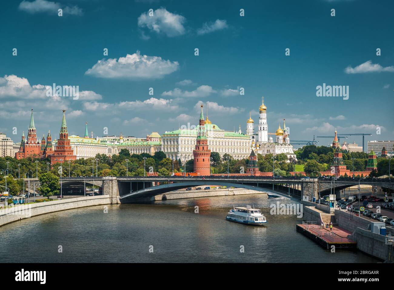 View of Moscow Kremlin and Moskva River, Russia Stock Photo