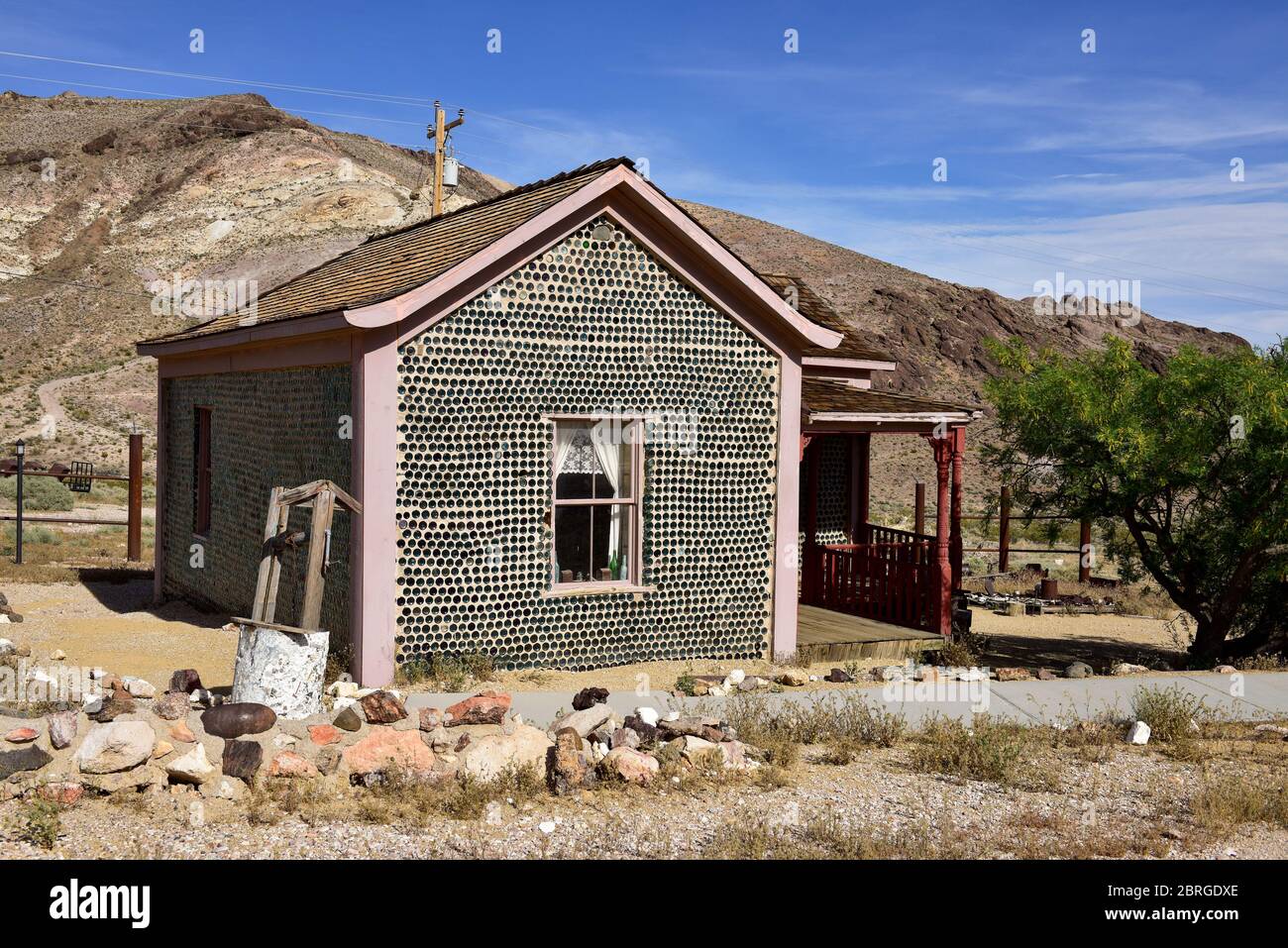 Rhyolite Bottle House, Rhyolite Ghost Town, Beatty Nevada Stock Photo