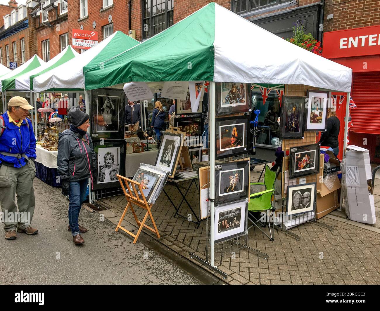 A fine art photography market stall selling framed archive photos of  Royalty and celebrity including Princess Diana, David Bowie, HM Queen  Elizabeth I Stock Photo - Alamy