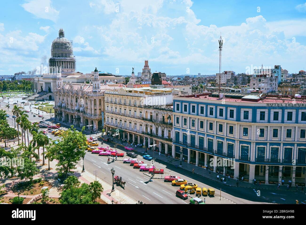 Capitolio with Central Park of Cuba Stock Photo