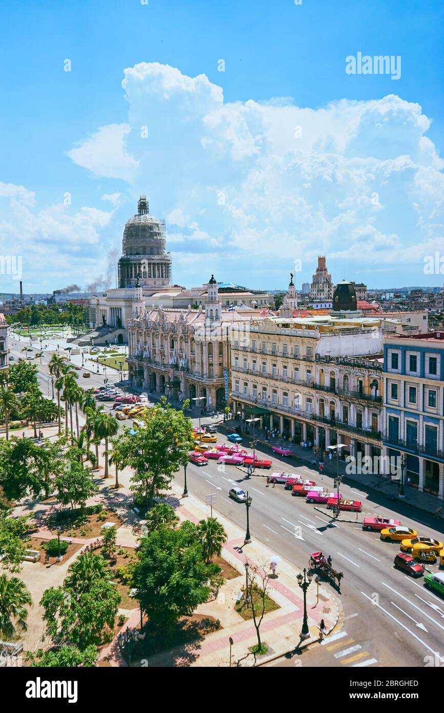 Colorful Cuba with Capitolio Stock Photo
