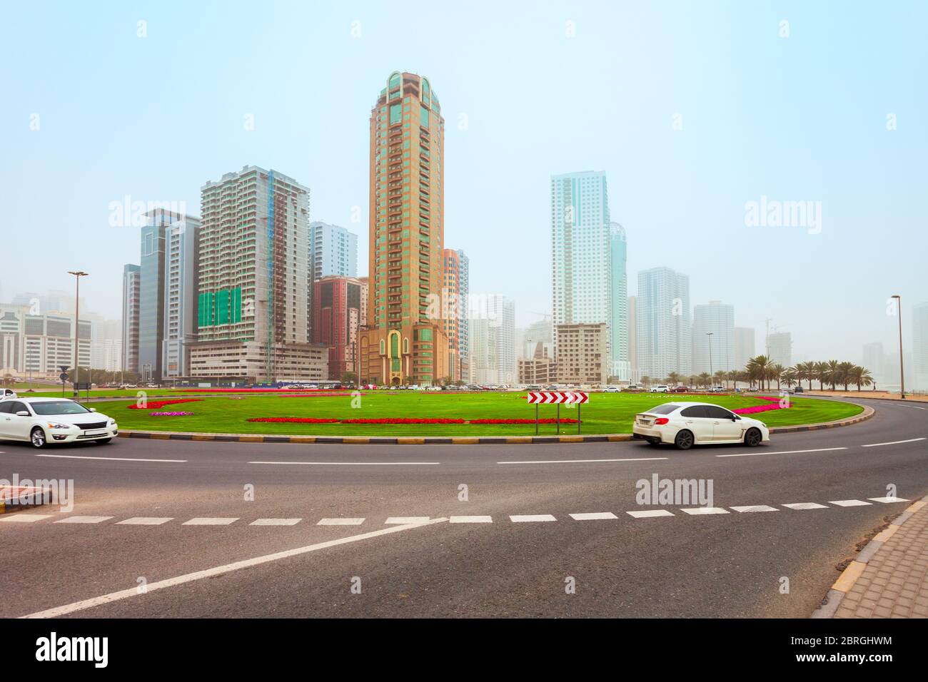Sharjah city centre skyline in United Arab Emirates or UAE Stock Photo