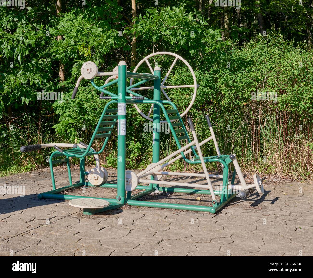Outdoor exercise equipment for citizen's at community park Stock Photo