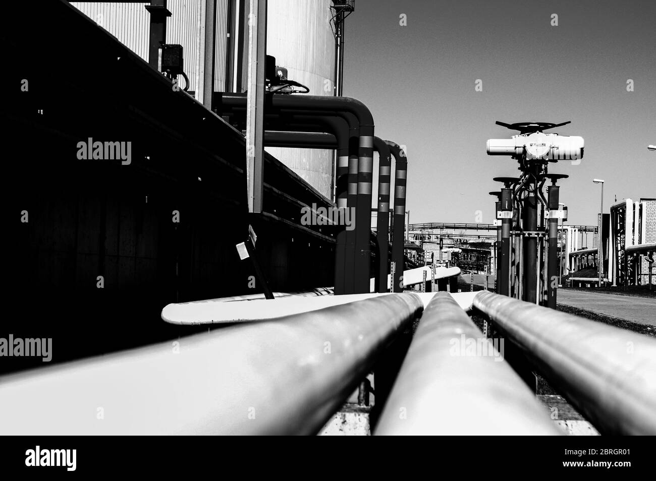 Pipeline and pipe rack of petroleum industrial plant. Offshore Industry