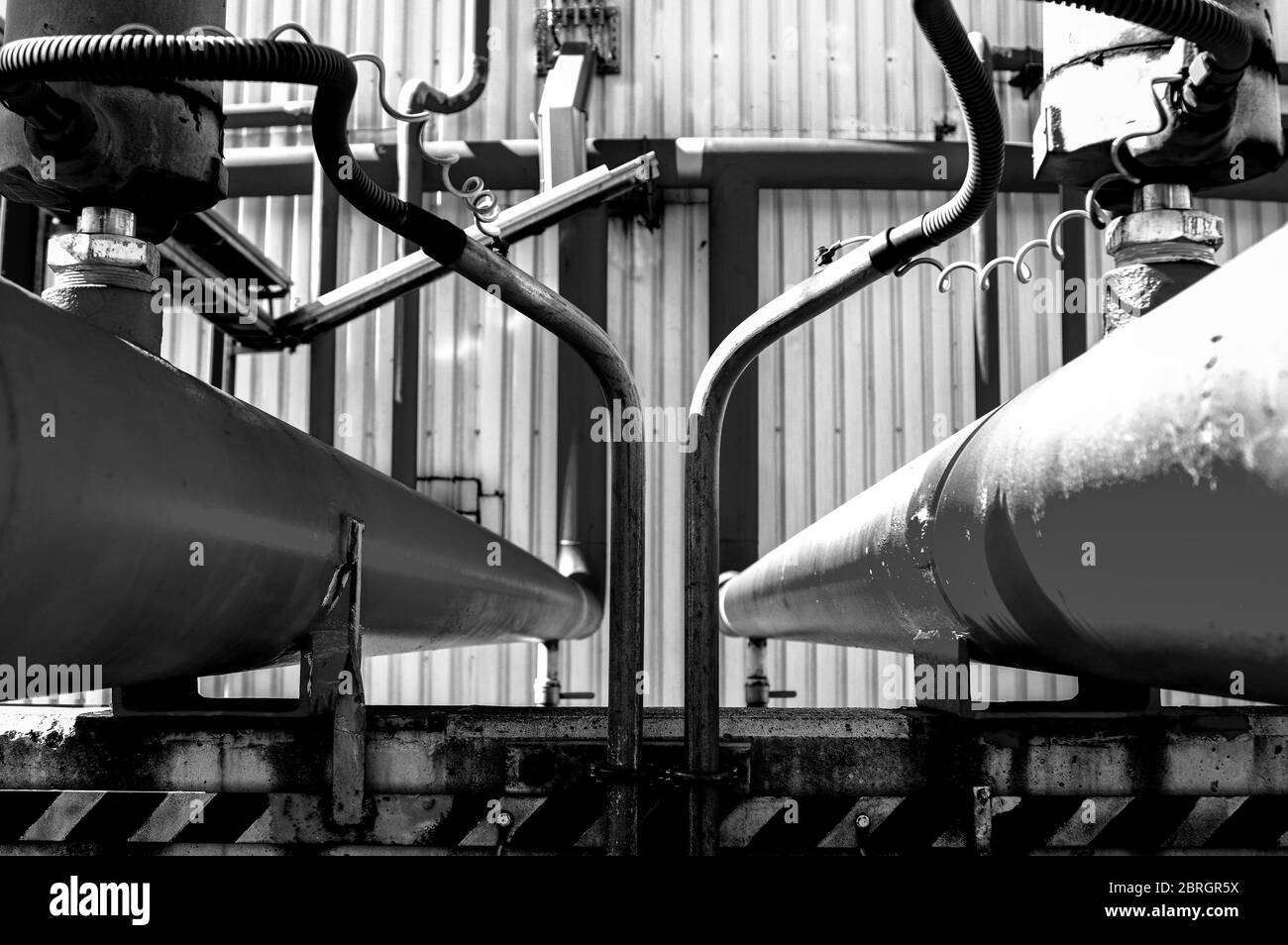 Pipeline and pipe rack of petroleum industrial plant. Offshore Industry