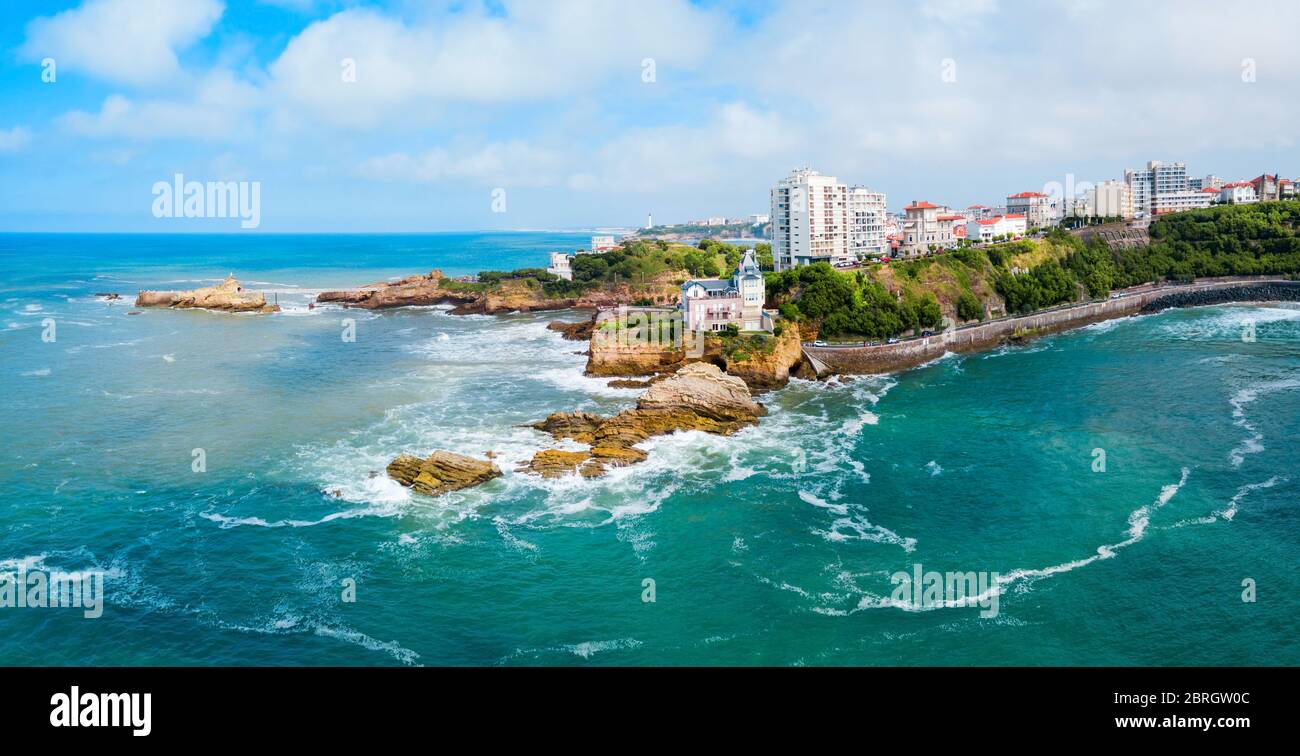 Biarritz aerial panoramic view. Biarritz is a city on the Bay of Biscay