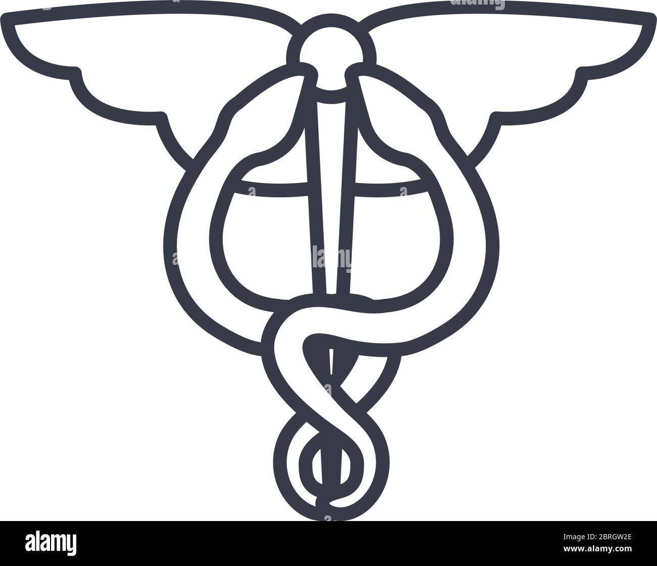 caduceus line style icon design of Medical care health and emergency ...