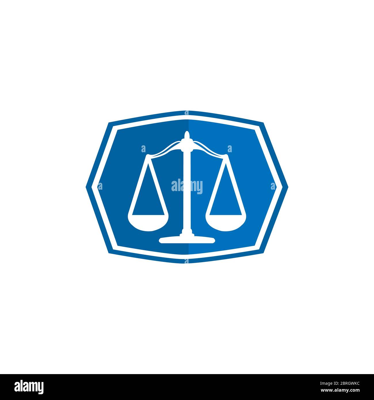 Justice scales lawyer logo design template. The main image is a simple perspective of scale. Stock Vector