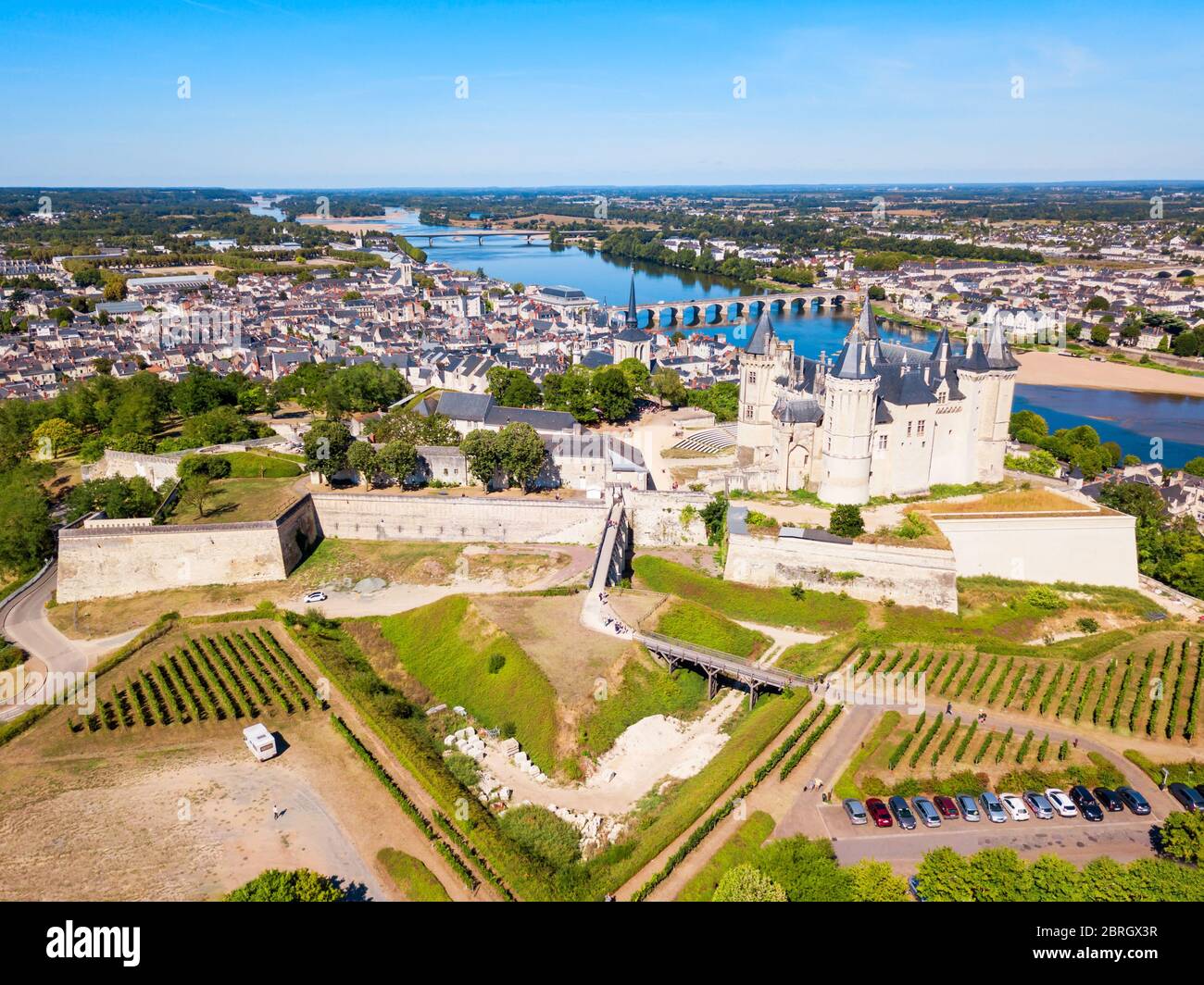 Chateau de Saumur castle aerial panoramic view in Saumur city, Loire ...