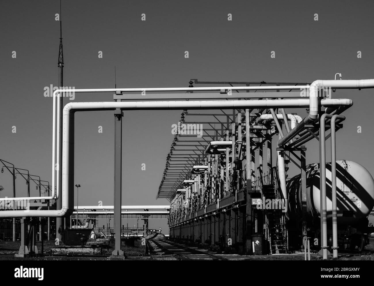 Pipeline and pipe rack of petroleum industrial plant. Offshore Industry ...