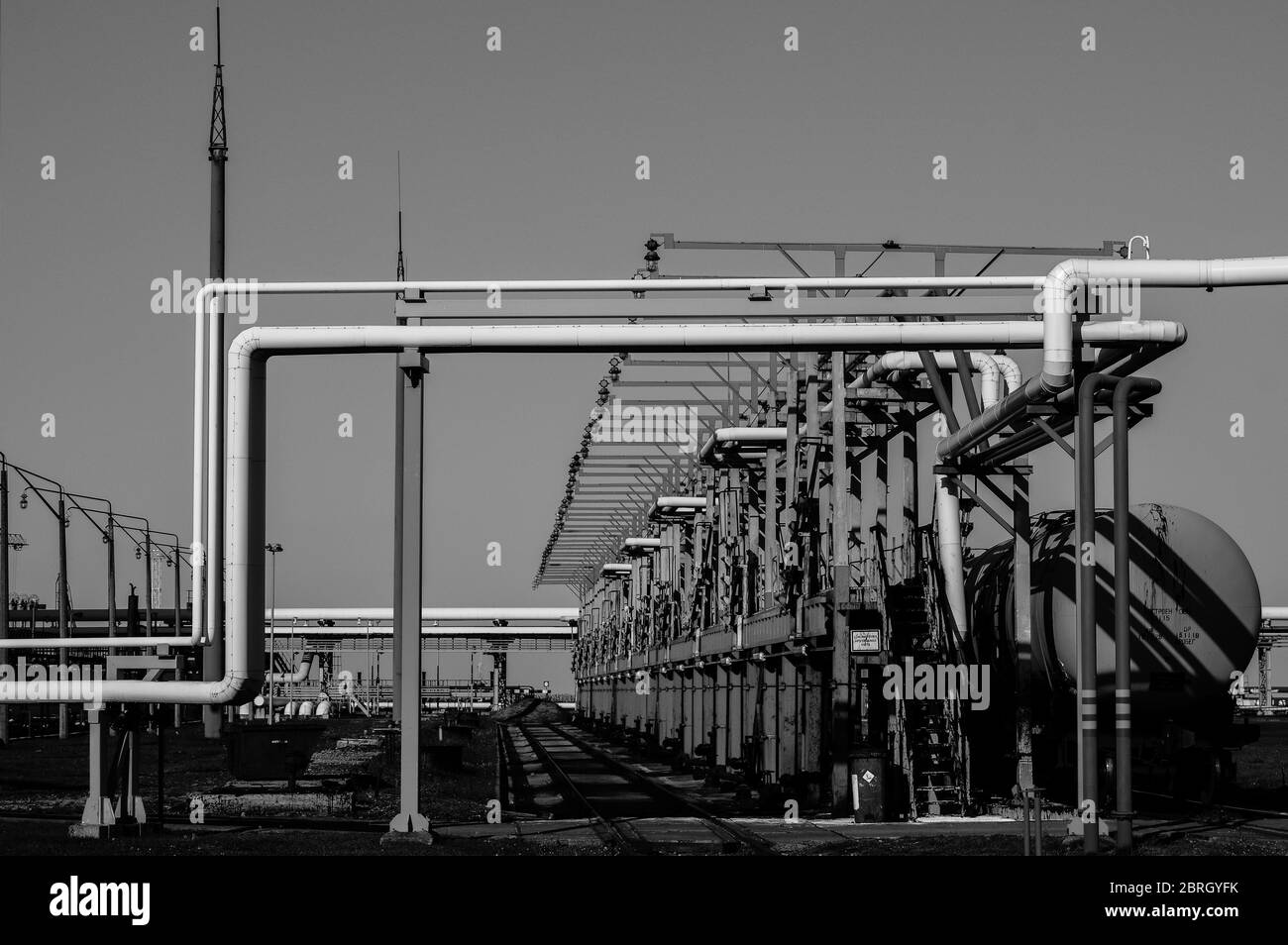 Pipeline and pipe rack of petroleum industrial plant. Offshore Industry