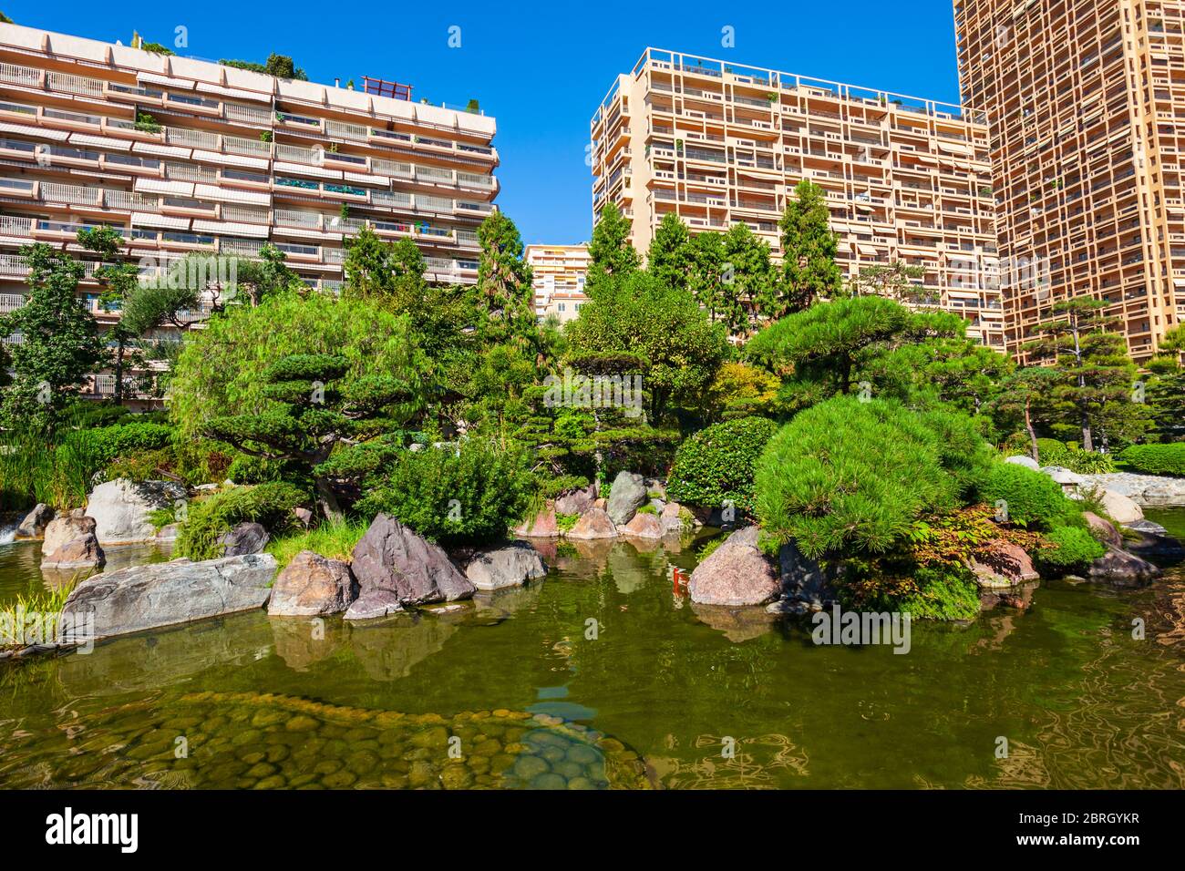 Japanese Garden or Jardin Japonais is a municipal public park in Monte Carlo in Monaco Stock Photo