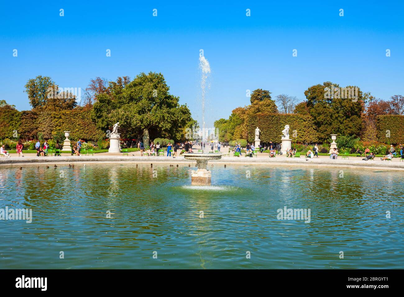 Tuileries Garden or Jardin des Tuileries is a public garden located near the Louvre in Paris, France Stock Photo
