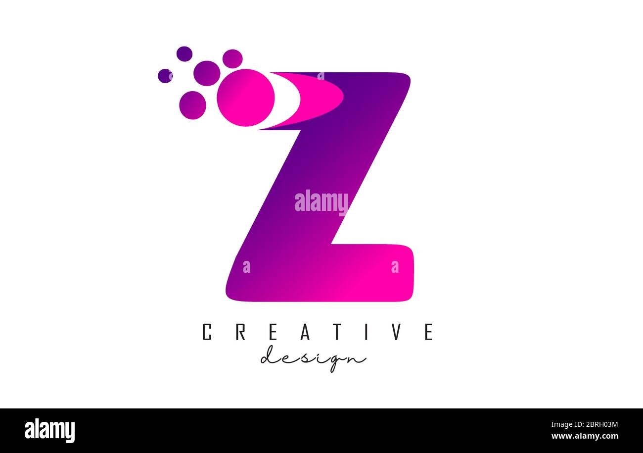 Z Dots Letter Logo with Purple Pink Bubbles Vector Illustration. Dots ...