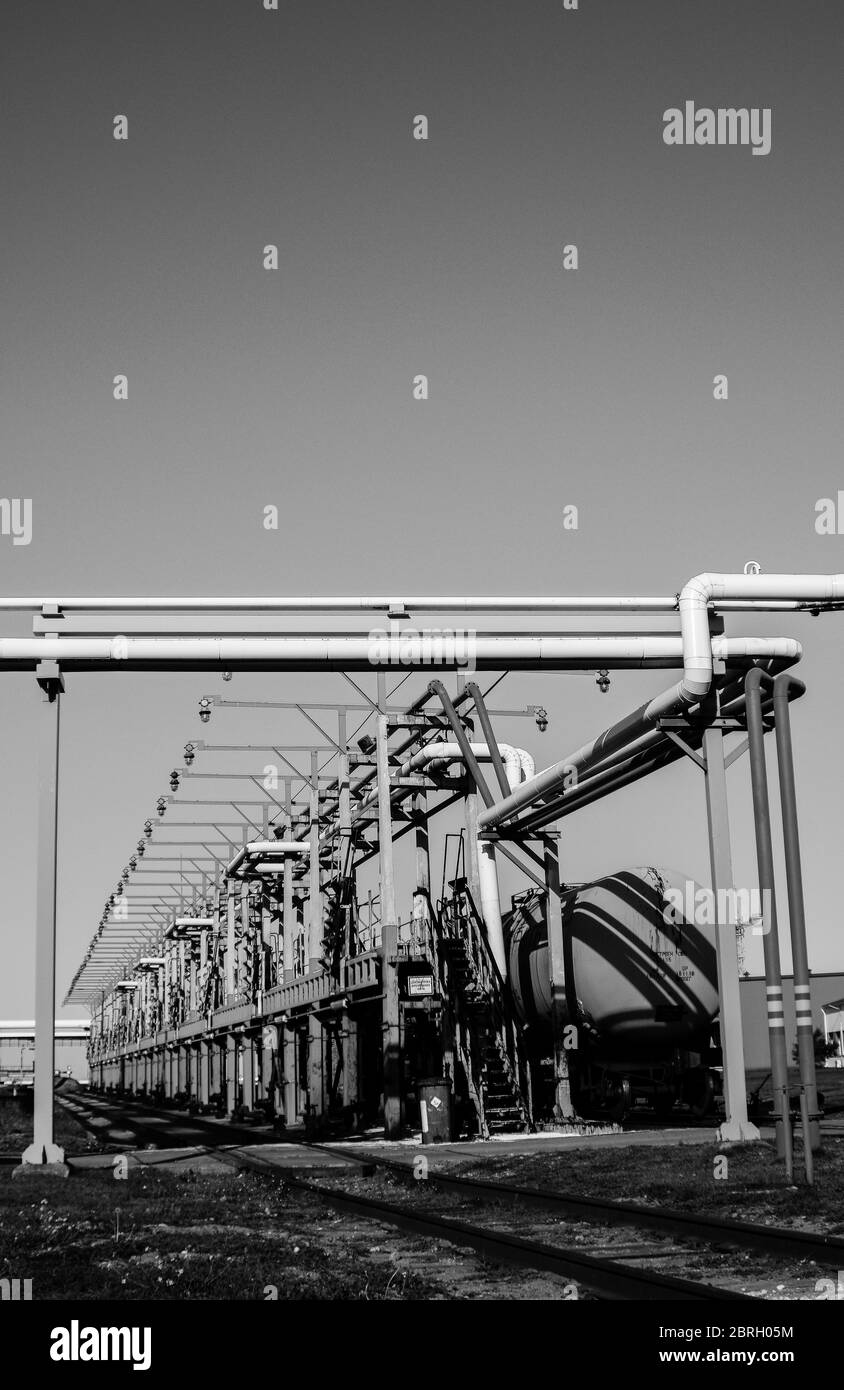 Pipeline and pipe rack of petroleum industrial plant. Offshore Industry