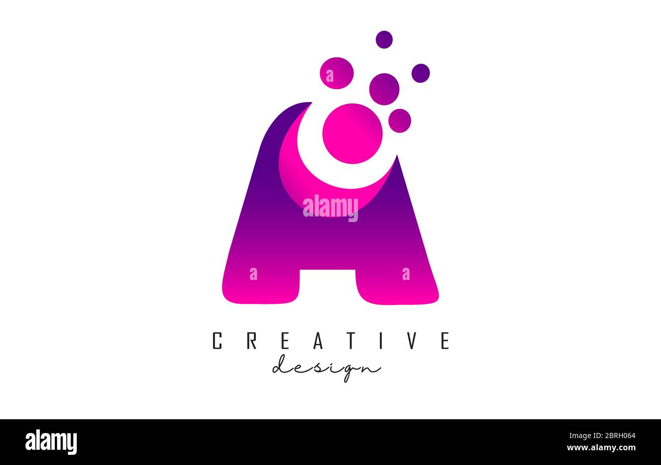 A Dots Letter Logo with Purple Pink Bubbles Vector Illustration. Dots ...