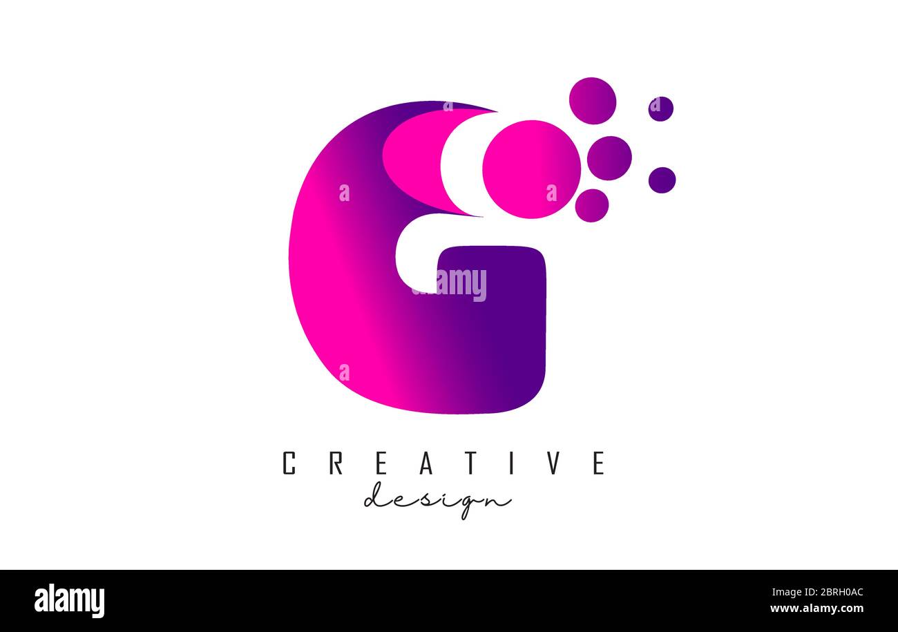 G Dots Letter Logo with Purple Pink Bubbles Vector Illustration. Dots ...
