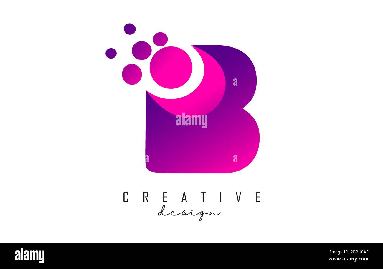 B Dots Letter Logo with Purple Pink Bubbles Vector Illustration. Dots ...