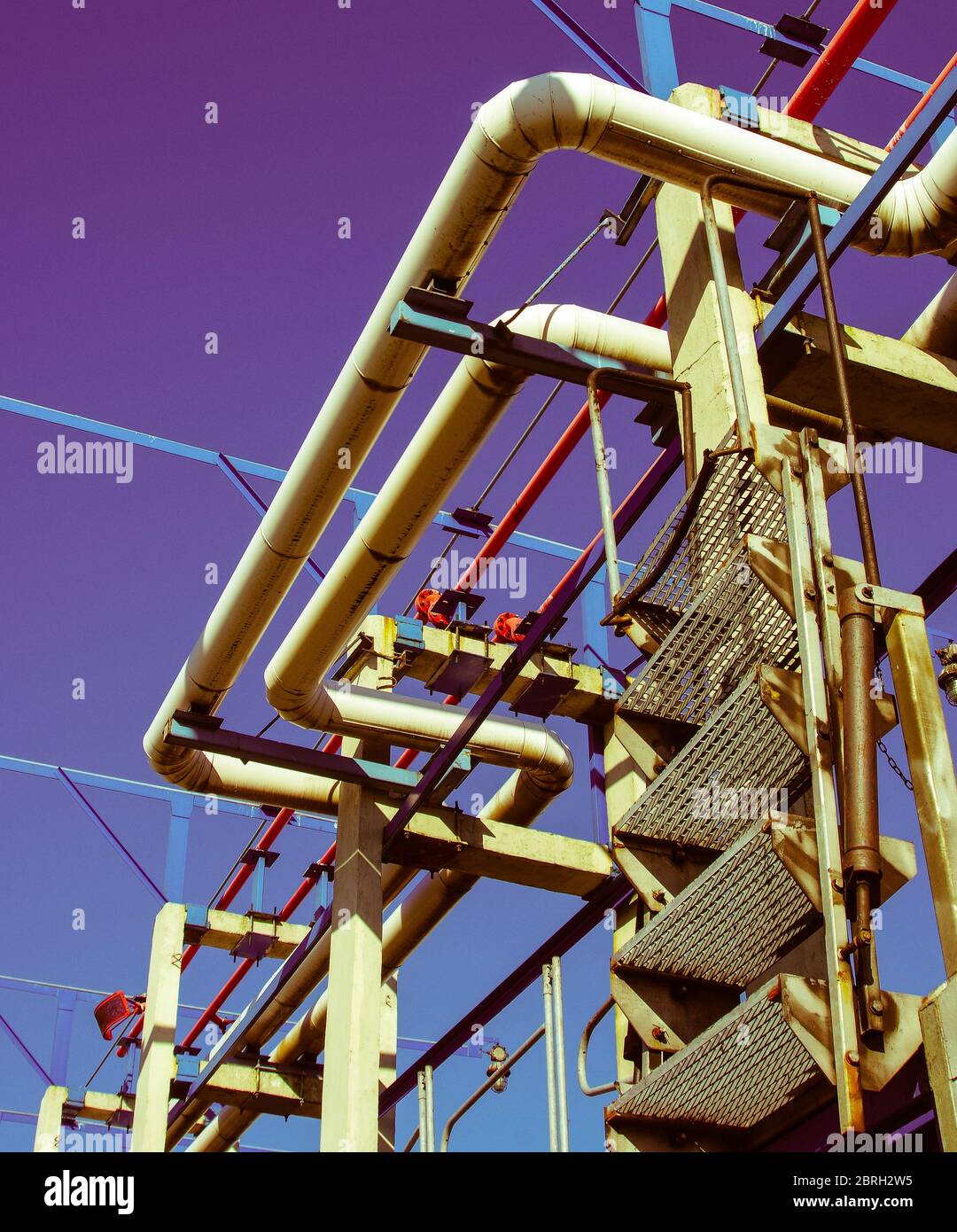 Pipeline and pipe rack of petroleum industrial plant. Offshore Industry ...