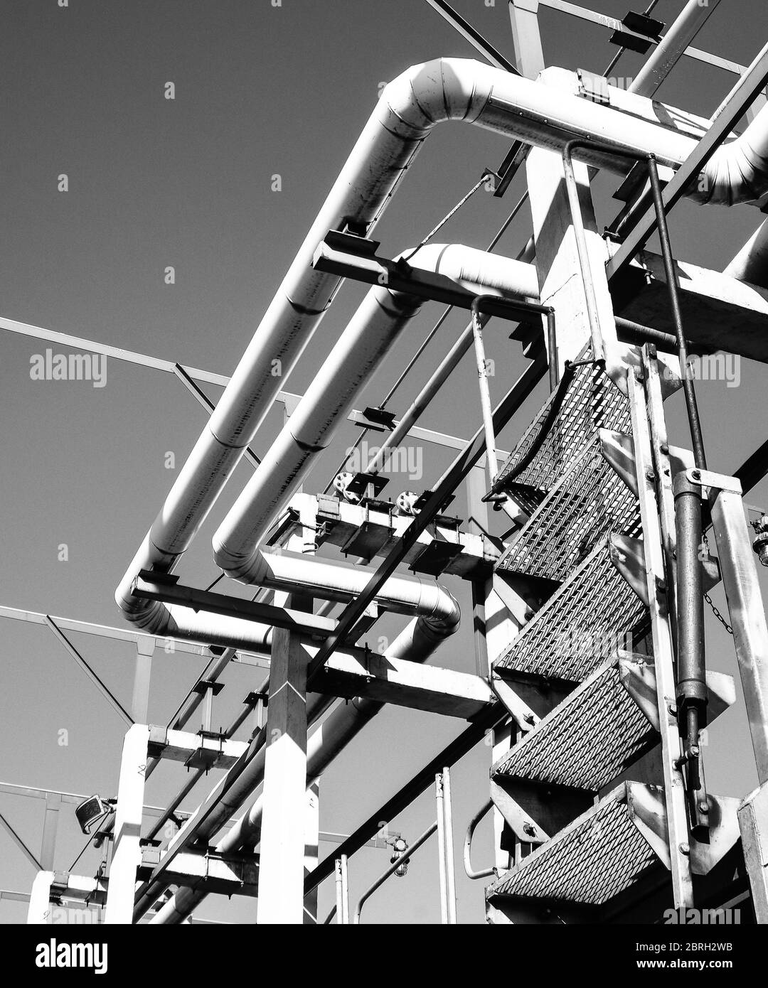 Pipeline and pipe rack of petroleum industrial plant. Offshore Industry