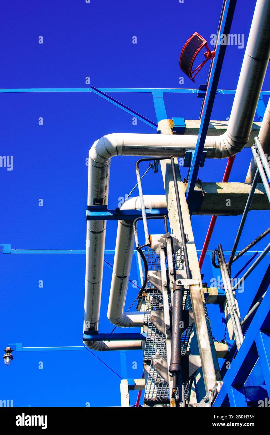 Pipeline and pipe rack of petroleum industrial plant. Offshore Industry ...