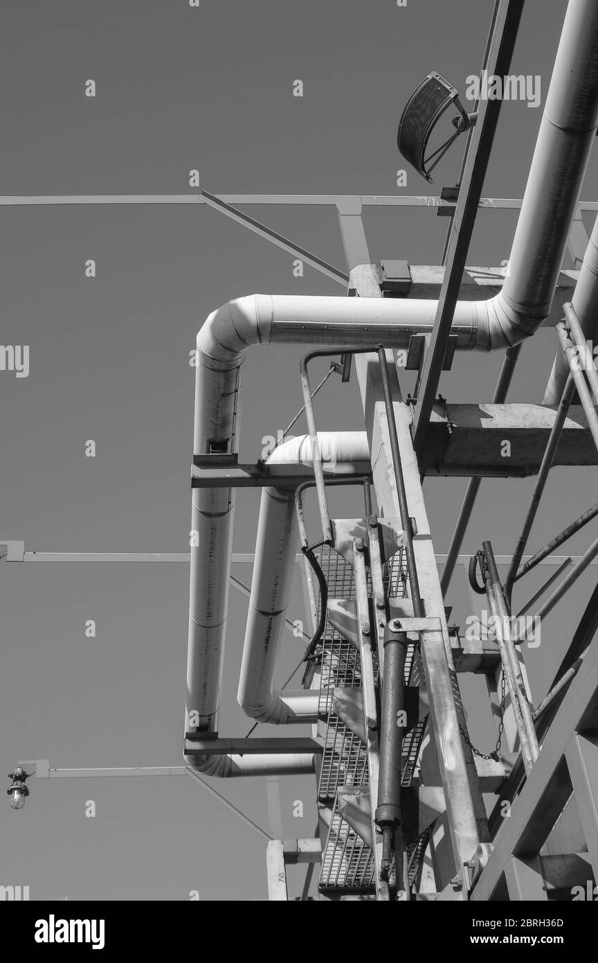 Pipeline and pipe rack of petroleum industrial plant. Offshore Industry