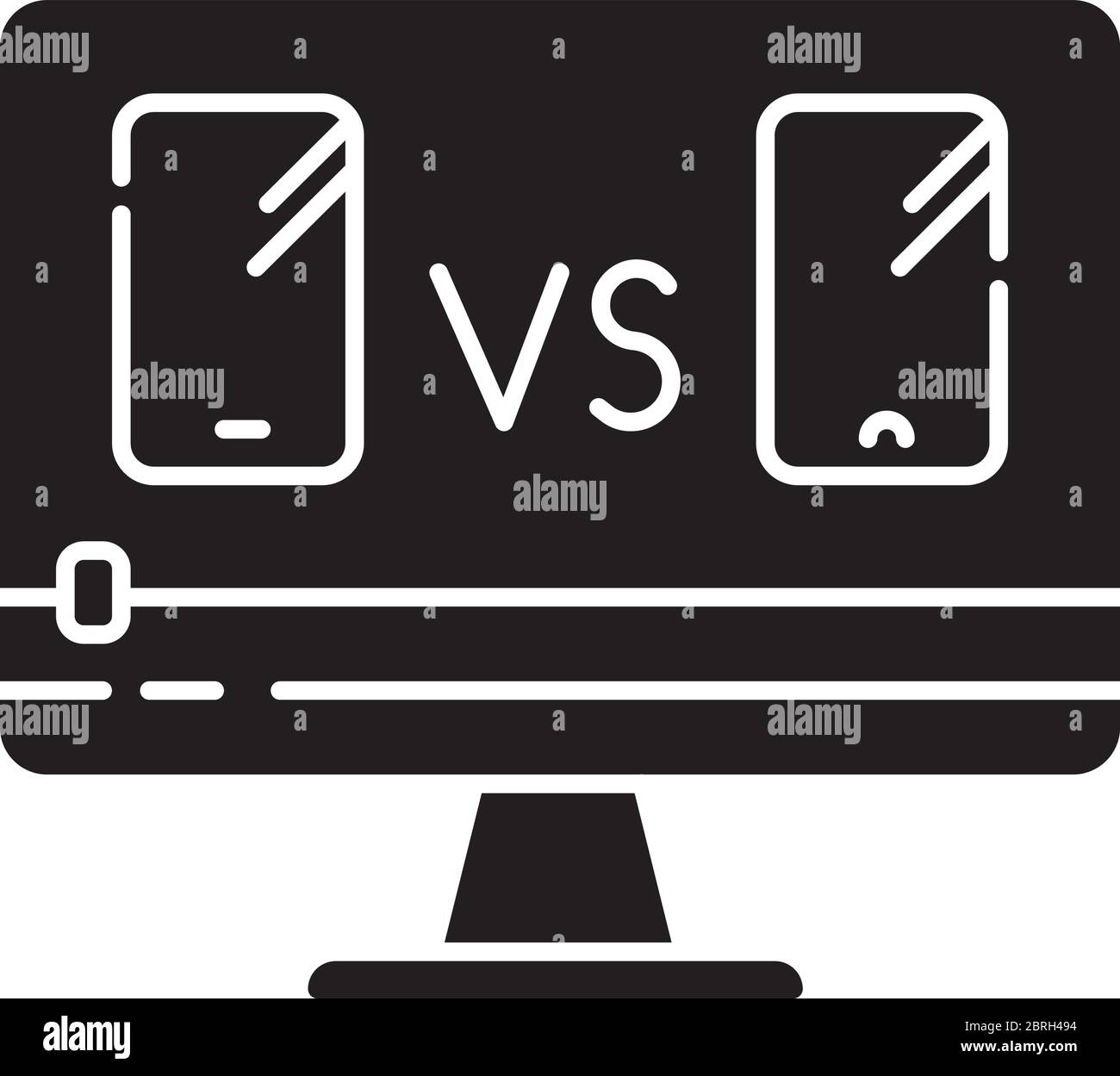 Smartphone comparison video black glyph icon Stock Vector