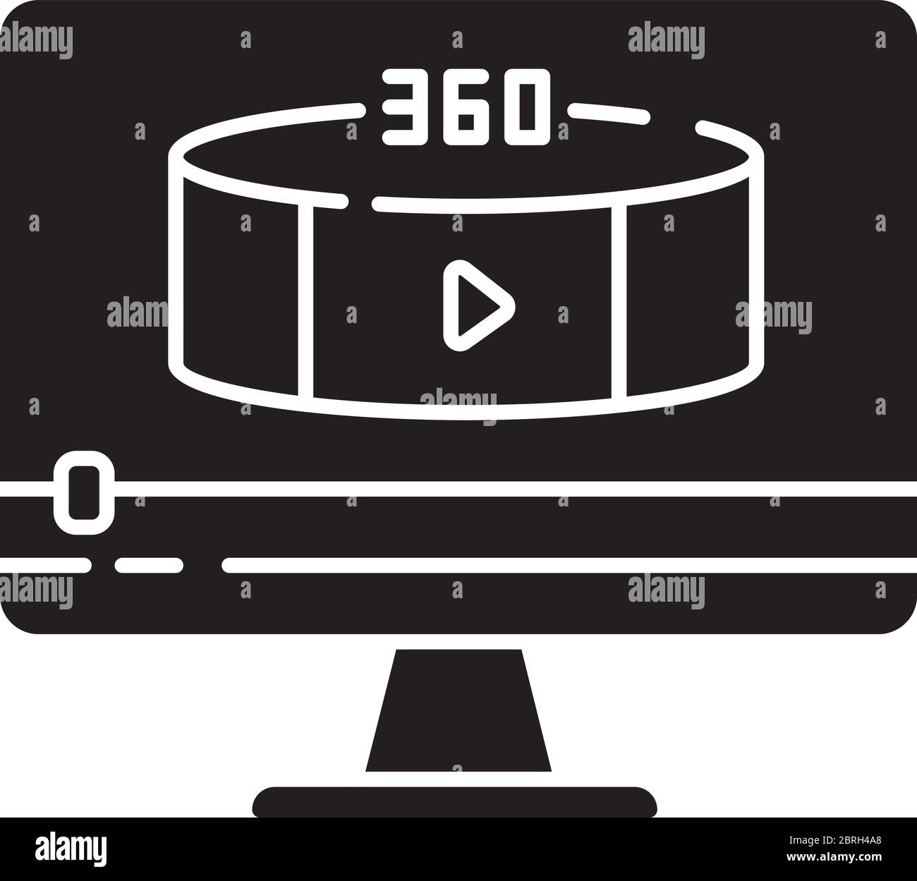 360 degree view video black glyph icon Stock Vector