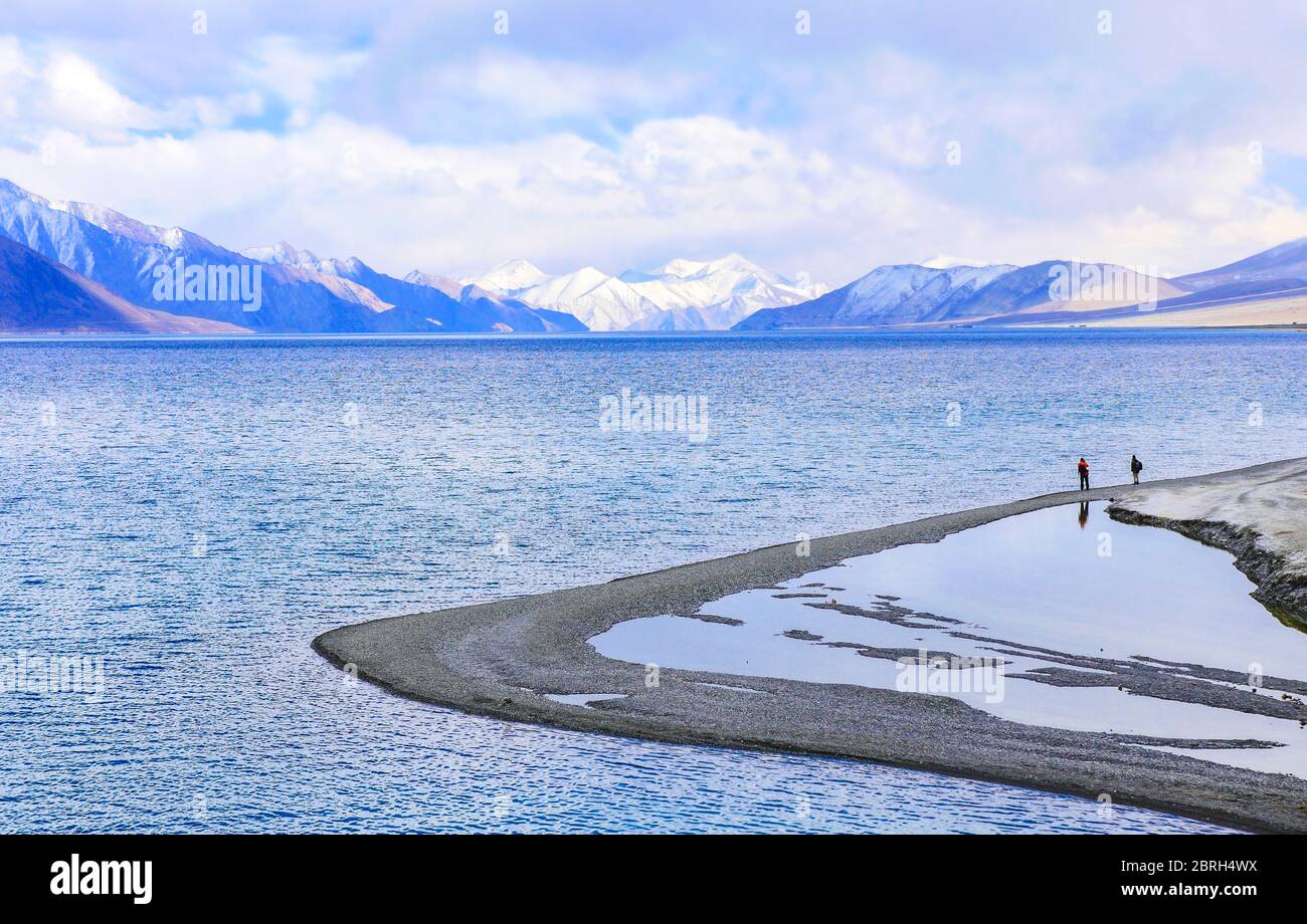 Pangong lake located in Ladakh, India. Stock Photo