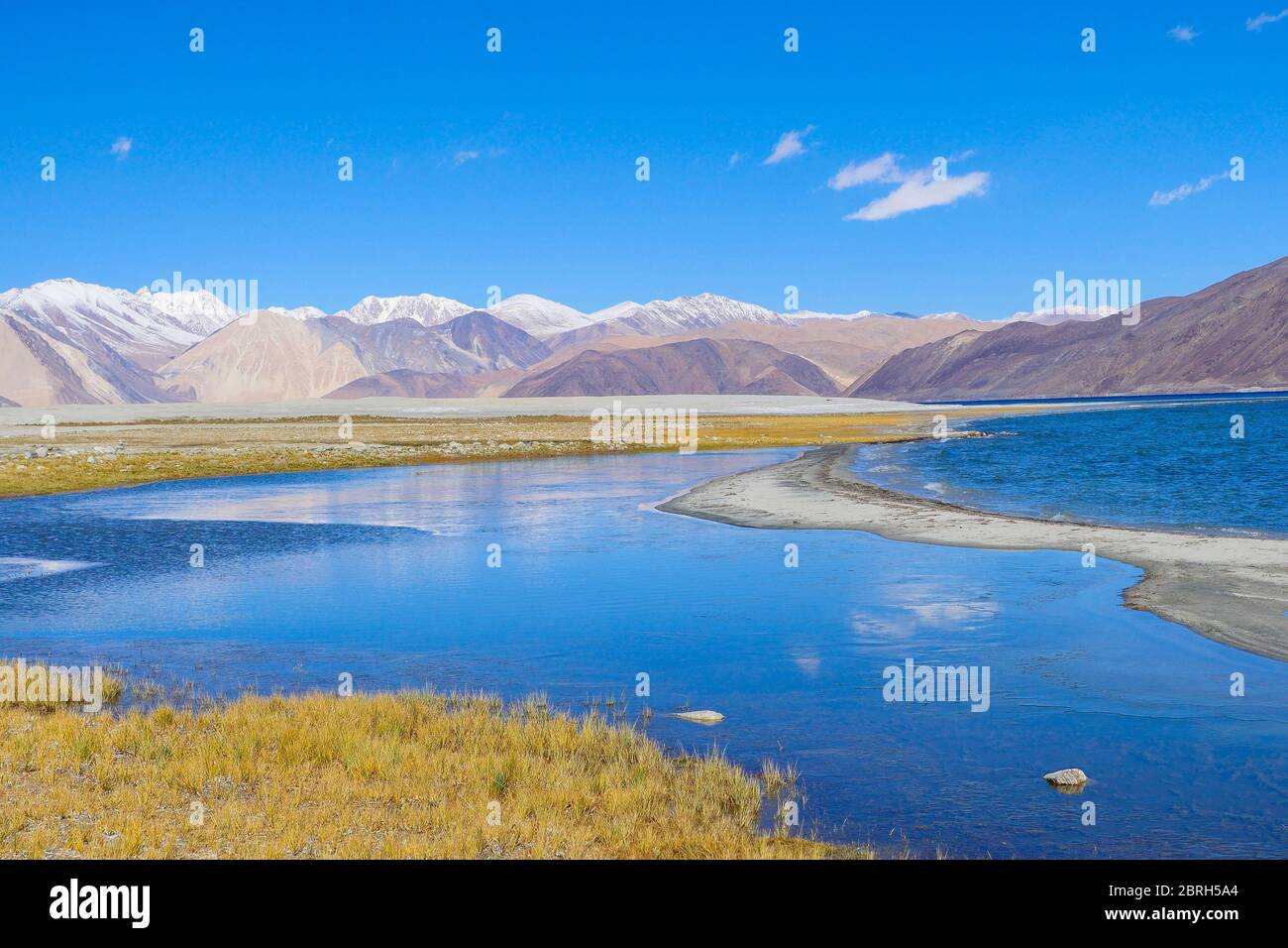 Pangong lake located in Ladakh, India. Stock Photo